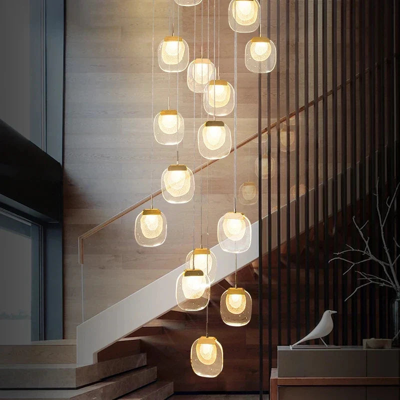 Gold Crystal Staircase Chandelier 36-Light Dia100cm