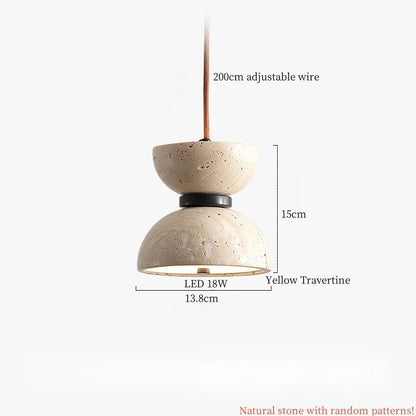 Decorbites™ Sahneglas-LED-Hängeleuchte Modern Holz Gelber Travertin-Hängeleuchte