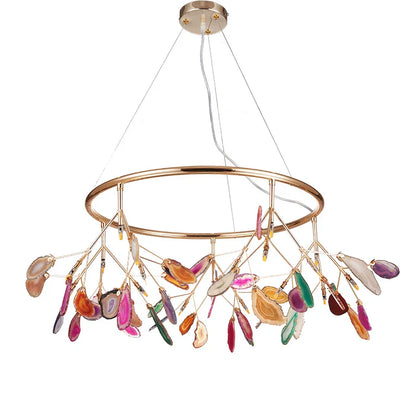 Decorbites™ Achat-Leuchter: Bunte LED-Beleuchtung für Eingangsbereich, Restaurant, Schlafzimmer – Verstellbares Kabel