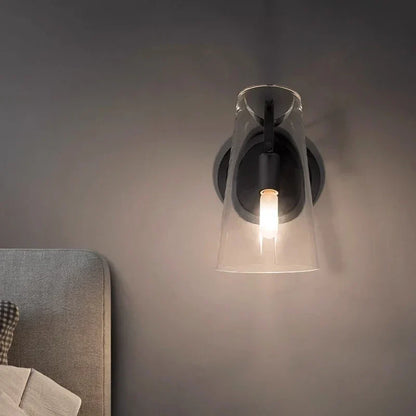 DecorBites™ Black Copper Bedroom Wall Lamp with Transparent Lampshade