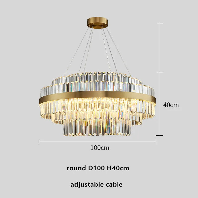 DecorBites™ Gold Metal Round Dimmable LED Pendant Light with K9 Crystals