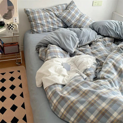 Decorbites™ Japanischer Stil Baumwollbedrucktes 4-teiliges Bettwäsche-Set mit beidseitigem Design