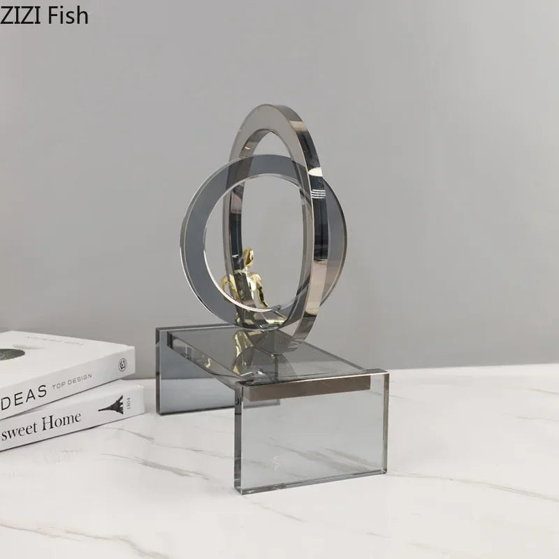 Decorbites™ Kristall Geometrischer Ring Stuhlbasen-Dekor - Goldene Figurenstatue für Raumästhetik