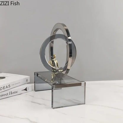Decorbites™ Kristall Geometrischer Ring Stuhlbasen-Dekor - Goldene Figurenstatue für Raumästhetik