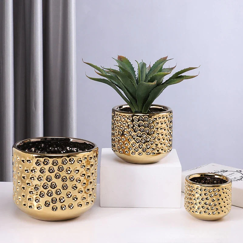 Gold Ceramic Succulent Vase