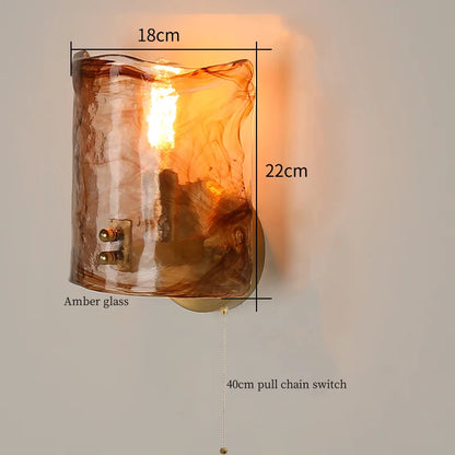 Decorbites™ Japanische Bernstein-Glas-LED-Wandleuchte Kupfer Vintage-Design