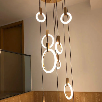Decorbites™ LED-Holz-Treppenleuchter: Moderne nordische Deckenpendelleuchten für das Wohnzimmer