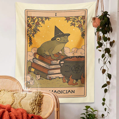 Decorbites™ Frosch-Magie-Tarot-Wandbehang: Vintage-Psychedelisches-Hippie-Ästhetik-Dekor