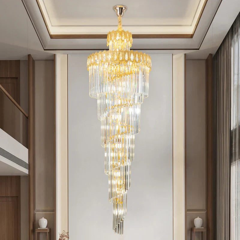 DecorBites™ Crystal Stair Long Chandelier - Simple Modern Design for Duplex Villa Living Room