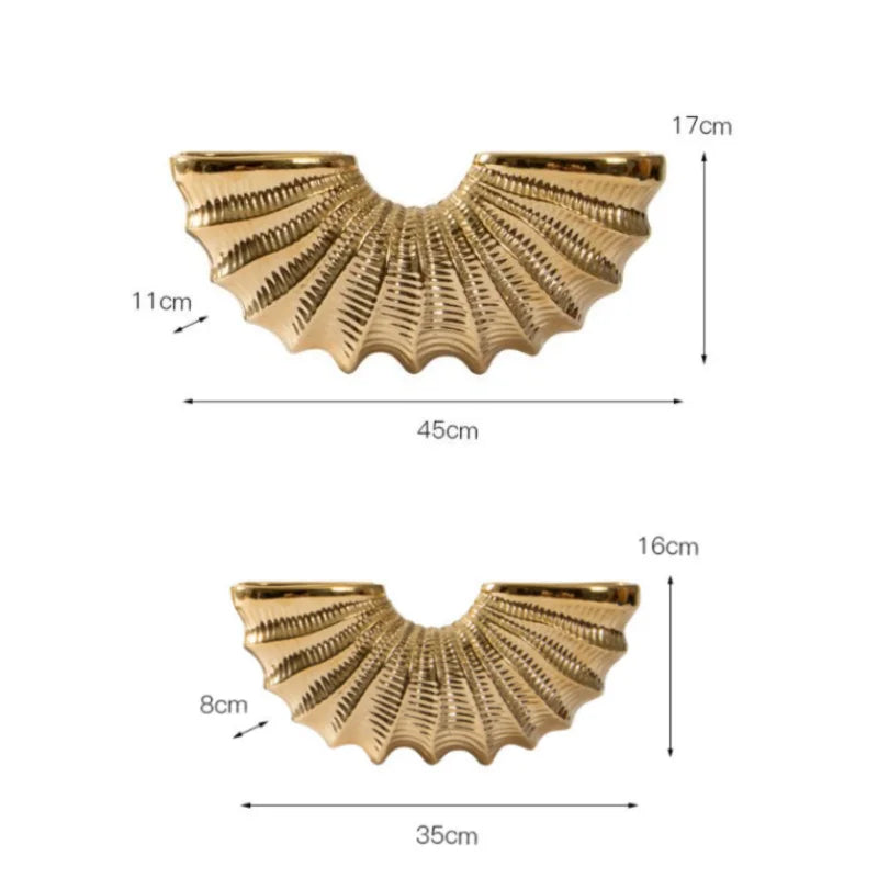 Decorbites™ Goldene Schale Keramikvase | Geometrisches Design | Wohnzimmerdekoration