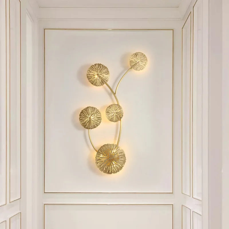 Gold Copper Floral 6-Head Dining Wall Sconce
