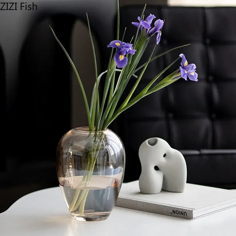 Decorbites™ Bernstein-Glasvase Transparente Hydroponik-Blumentopf Modernes Wohnaccessoire