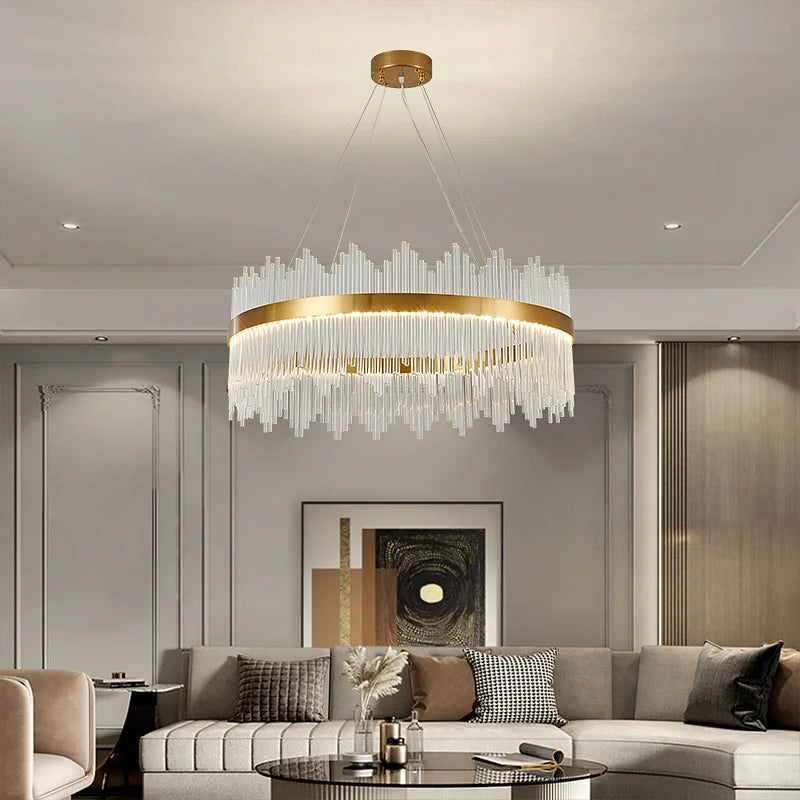 Decorbites™ Kristallstab-Runde Kronleuchter: Modernes nordisches Licht für Wohnzimmer, Schlafzimmer, Esszimmer, Küche