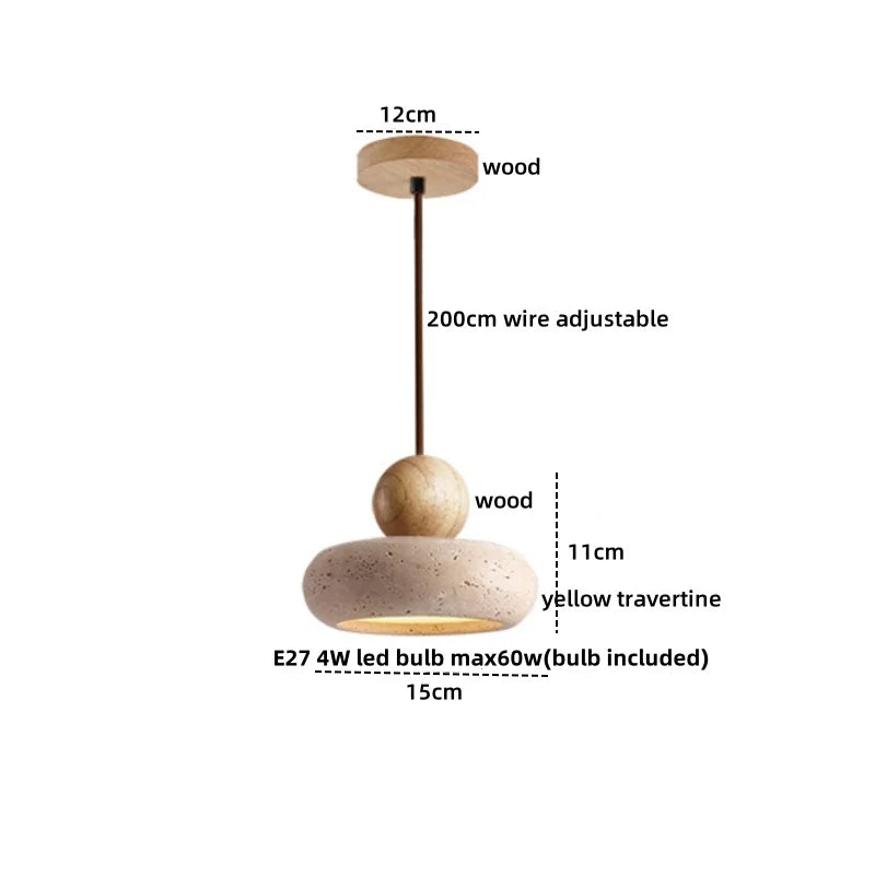 Travertine Globe Pendant Light With White Glass