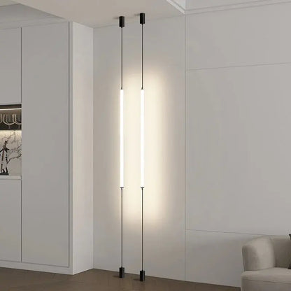 Italian Linear Black Metal & Acrylic Pendant Light