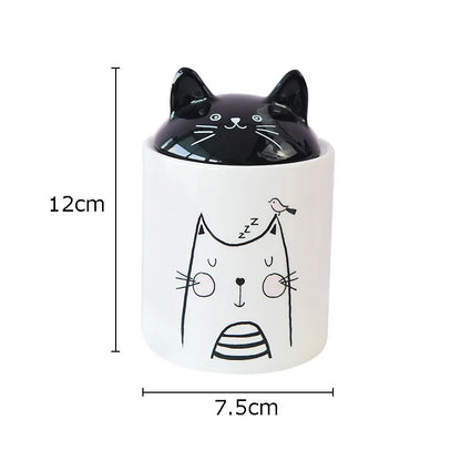 Decorbites™ Schwarze Katze Keramik-Schmuckdose Kosmetikdose Duftgefäß Bonbon-Dosen