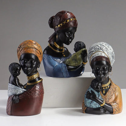 Decorbites™ Afrikanische Mutter-Kind-Abstrakt-Statue Harz-Figurine Ethnischen Stils für Innenraum-Dekoration