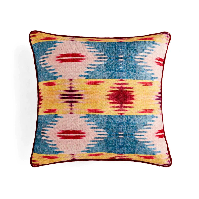 DecorBites™ Circus Retro Throw Pillow Cover with Tassels 45x45 Eclectic Home Decor