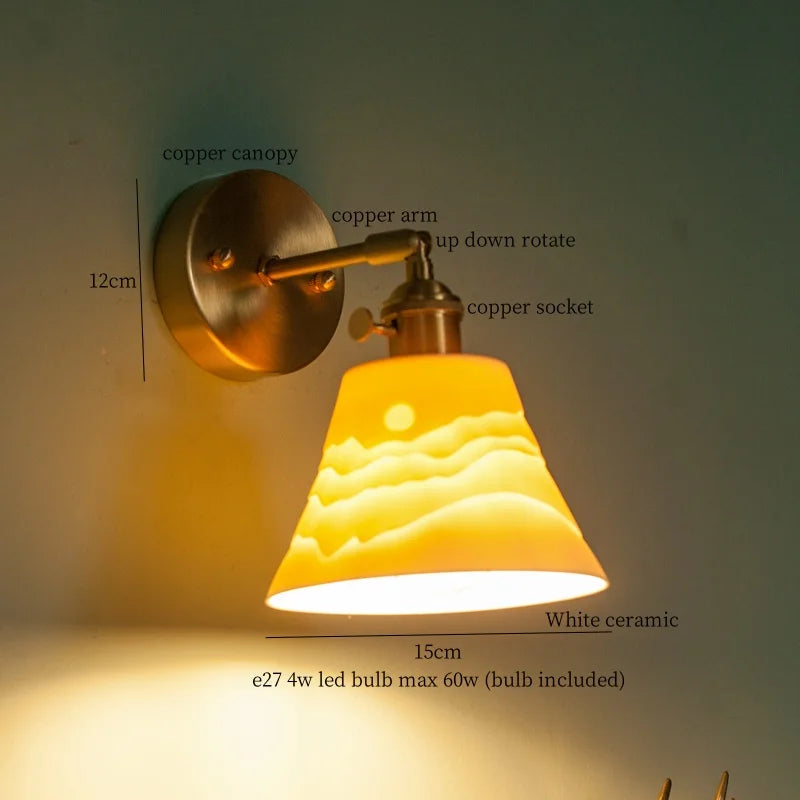 Copper Ceramic Wall Lamp White Ceramic Loft