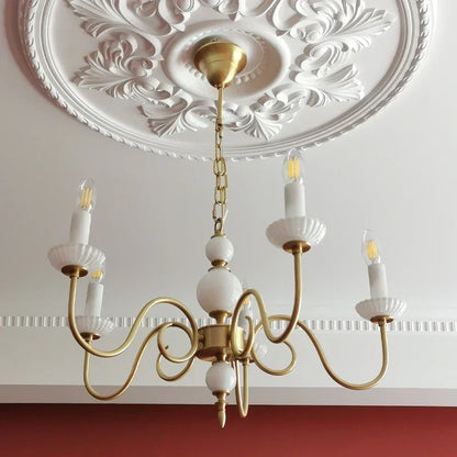 Decorbites™ Sahneweiße LED-Kronleuchter, Retro-Kupfer-Hängeleuchte für die Einrichtung des Hauses