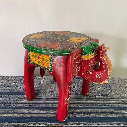 DecorBites™ Elephant Stool: Handmade Thai Style Solid Wood Low Stool Ethnic Gift Home Decor