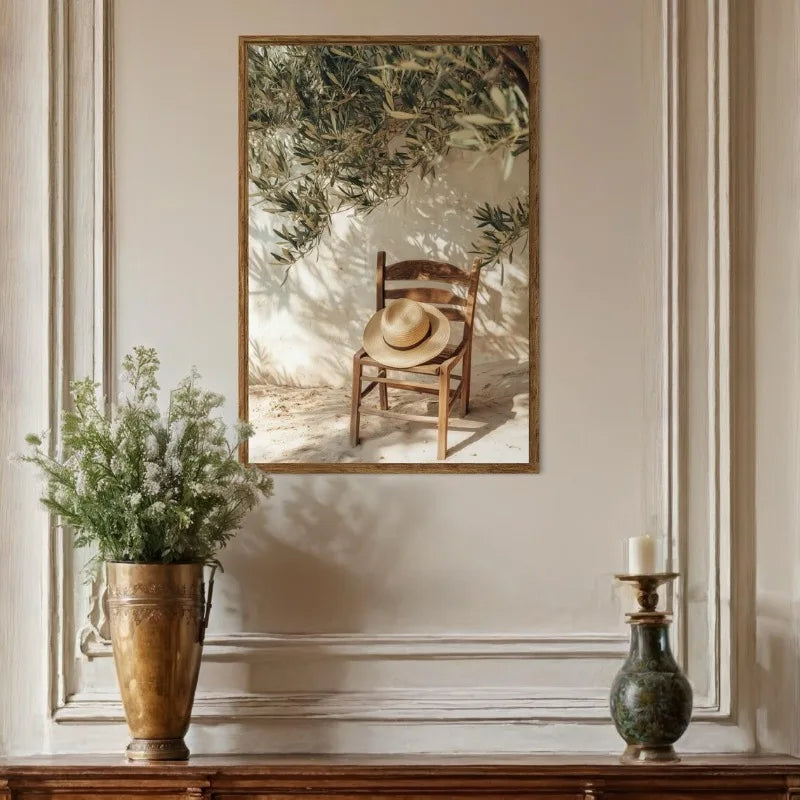 1pc Frameless Minimalist Natural Plant Olive Tree Pottery Poster Mediterranean Still Life Canvas Painting Country Room Decor