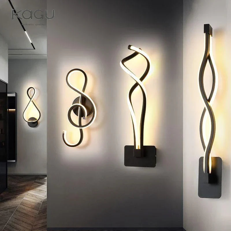 DecorBites™ LED Wall Lamps Modern Minimalist Bedroom Living Room Lighting Black White