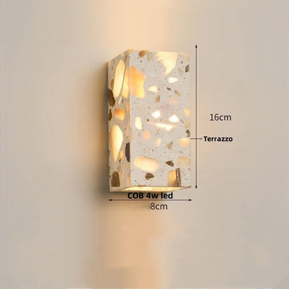 Decorbites™ LED-Wandleuchte für Schlafzimmer, Balkon, Flur – wasserdicht, quadratisch, Terrazzo-Nachttischlampe