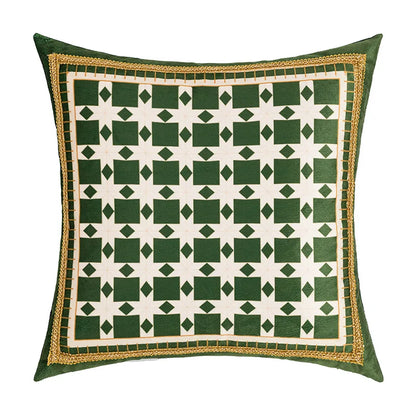 DecorBites™ Geometric Tufted Embroidery Cushion Cover 45x45cm Black White Lattice Sofa Pillow
