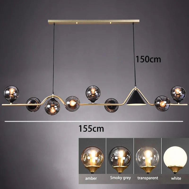 Nordic Glass Globe Pendant Chandelier in Smoky Grey