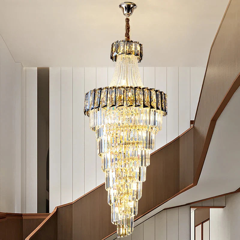 Decorbites™ Elegante Kristall-Leuchter für Duplex-Spiraltreppe und Wohnzimmer