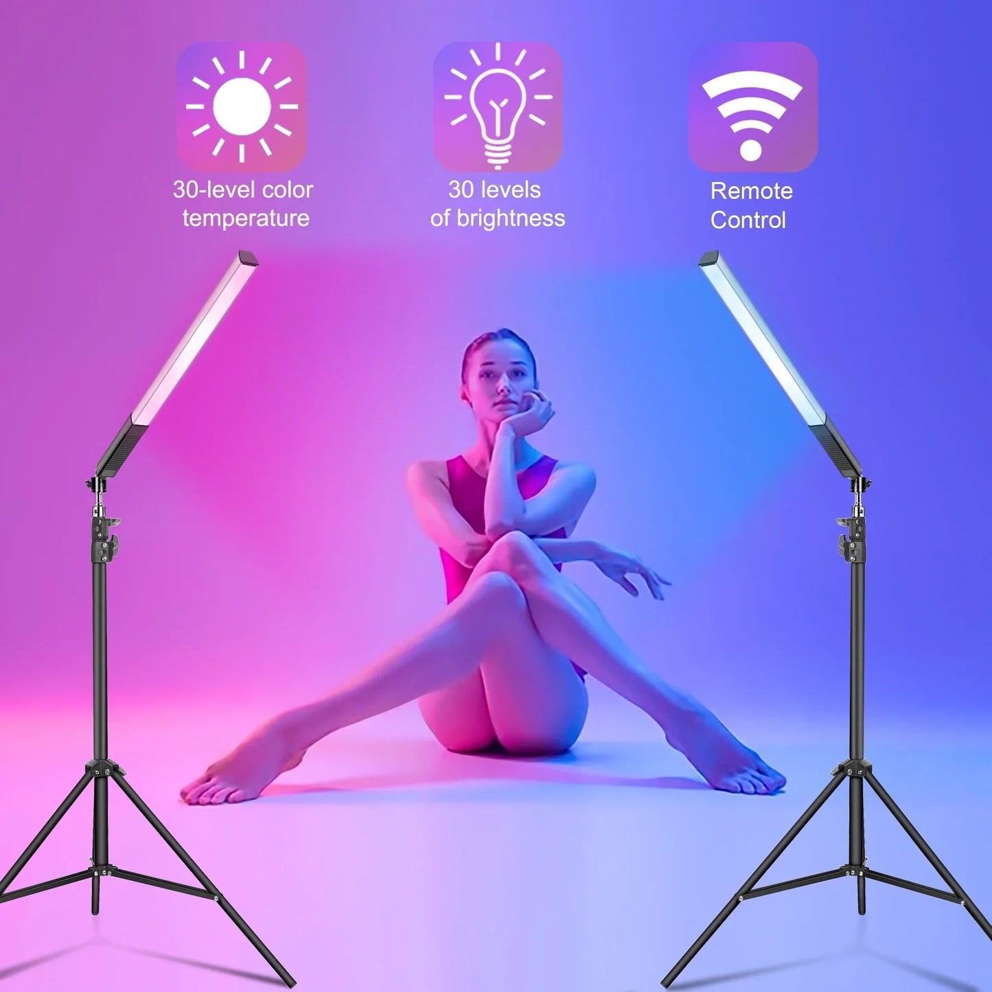 DecorBites™ LED Light Wand RGB Stick with Tripod Remote Control Handheld Lamp