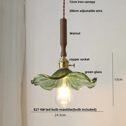 Decorbites™ LED verstellbare Pendelleuchte mit Bernstein-Glas und Walnussholz – Hängelampe für die Bar