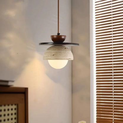 Decorbites™ Glasball-LED-Hängeleuchte für Kaffee-, Wohn- und Esszimmer mit natürlichem Holz und Stein