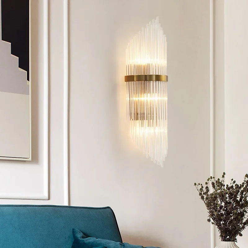 DecorBites™ Crystal Gold LED Wall Sconce Modern Light for Bedroom Living Room Home Decor