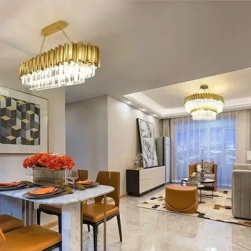 DecorBites™ Crystal Art LED Ceiling Chandelier: Luxury Living Room Round Lamp