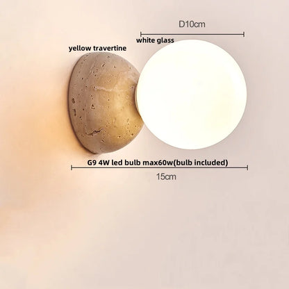 DecorBites™ LED Wall Lamp Pull Chain Yellow Stone Modern Mirror Light