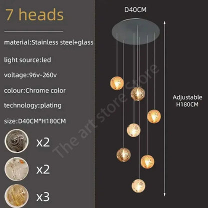 DecorBites™ Crystal Glass Spiral Ceiling Chandelier for Modern Living Room & Kitchen Decor