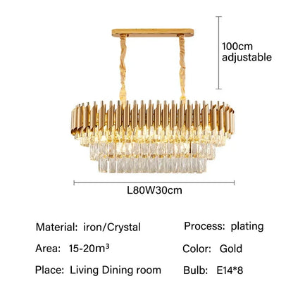 DecorBites™ Crystal LED Pendant Chandelier: Modern Luxury Living Room Dining Lighting Fixture