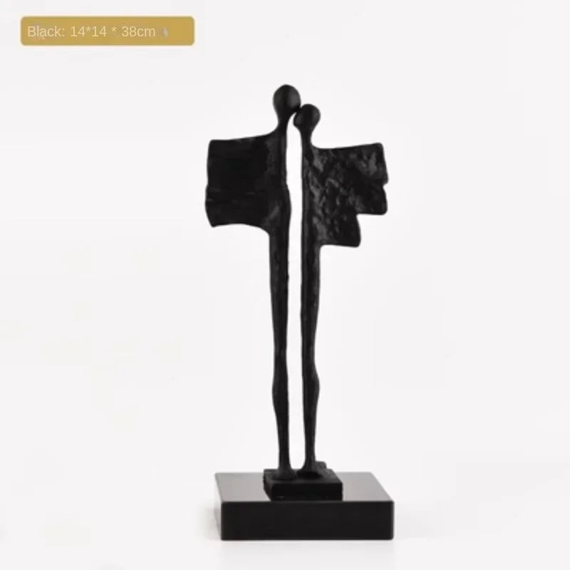 Decorbites™ Abstrakte Gusseisen-Statue eines Paares für die Wohnraumausstattung und familiäres Glück