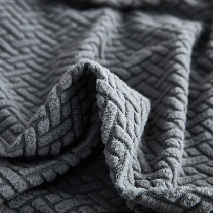 Decorbites™ Jacquard-Sofabezug | Dehnbares Fleece-Schutzbezug für dicke Couch | Einfarbiger Bezug