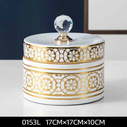 DecorBites™ Crystal Ball Ceramic Jewelry Box: Decorative Storage Jar for Home Organization