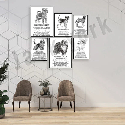 Decorbites™ Hunderassen-Poster: Chinesischer Nackthund, Chesapeake Bay Retriever, Brüsseler Griffon, + Mehr