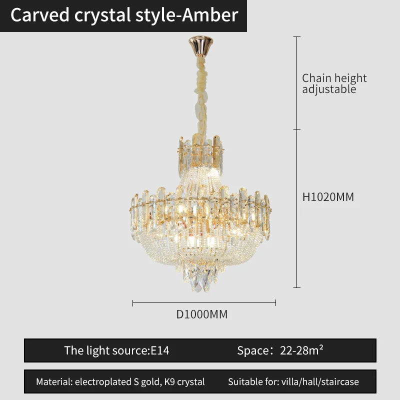 DecorBites™ French Bead Chain Crystal Chandelier for Luxury Spaces