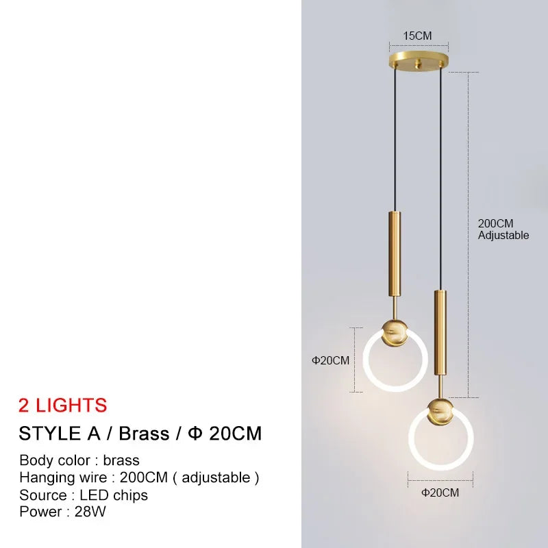 Nordic Gold Linear LED Pendant Light
