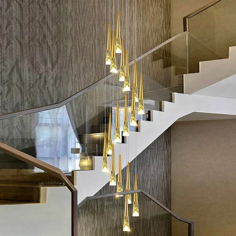 Modern Crystal Staircase Chandelier Pendant Light