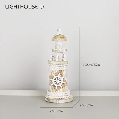 Decorbites™ Küstenholz-Leuchtturm- und Schiffsmodell für mediterrane Heimdekoration