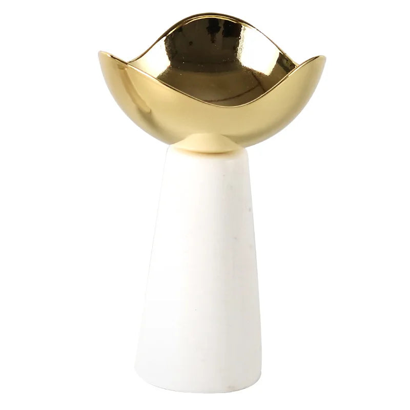 Decorbites™ Goldene Tablett-Dessertschüssel Obst-Snackteller Heimdekoration Aufbewahrungsbehälter