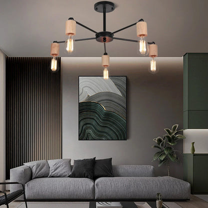 Decorbites™ Industrielle Stange Eisen Holz Sputnik Kronleuchter Deckenlampe LED E27 Heimbeleuchtung