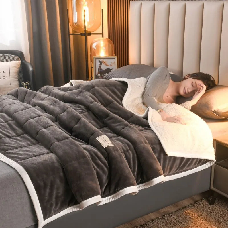 Decorbites™ Kuscheliges Korallen-Fleece 3-Lagiges Bettdecken für Herbst- & Winterwärme